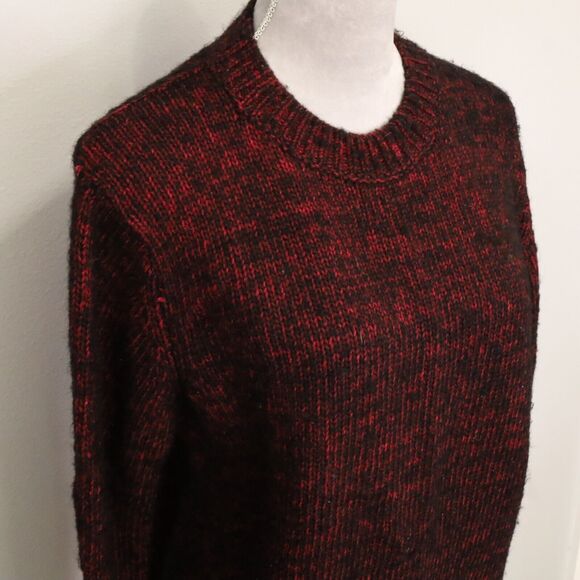 Magaschoni Sweater Womens Medium Black Burgundy Wool Blend Chunky Wool Cotton - Picture 6 of 11